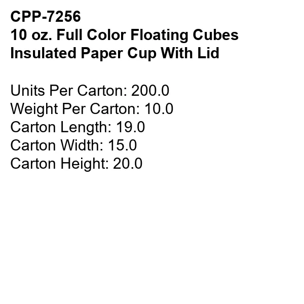 10 oz Full Color Floating Cubes Insulated Paper Cup With Lid 18