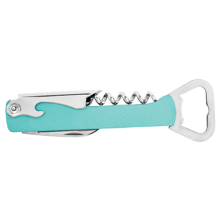 Teal Leatherette Wine Bottle Opener 1