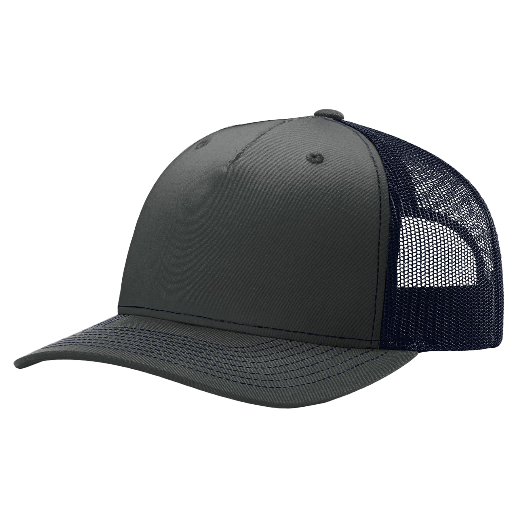 Richardson 112FP 5-Panel Snapback Trucker Hat w/Leatherette Adhesive Patches or Embroidery 24