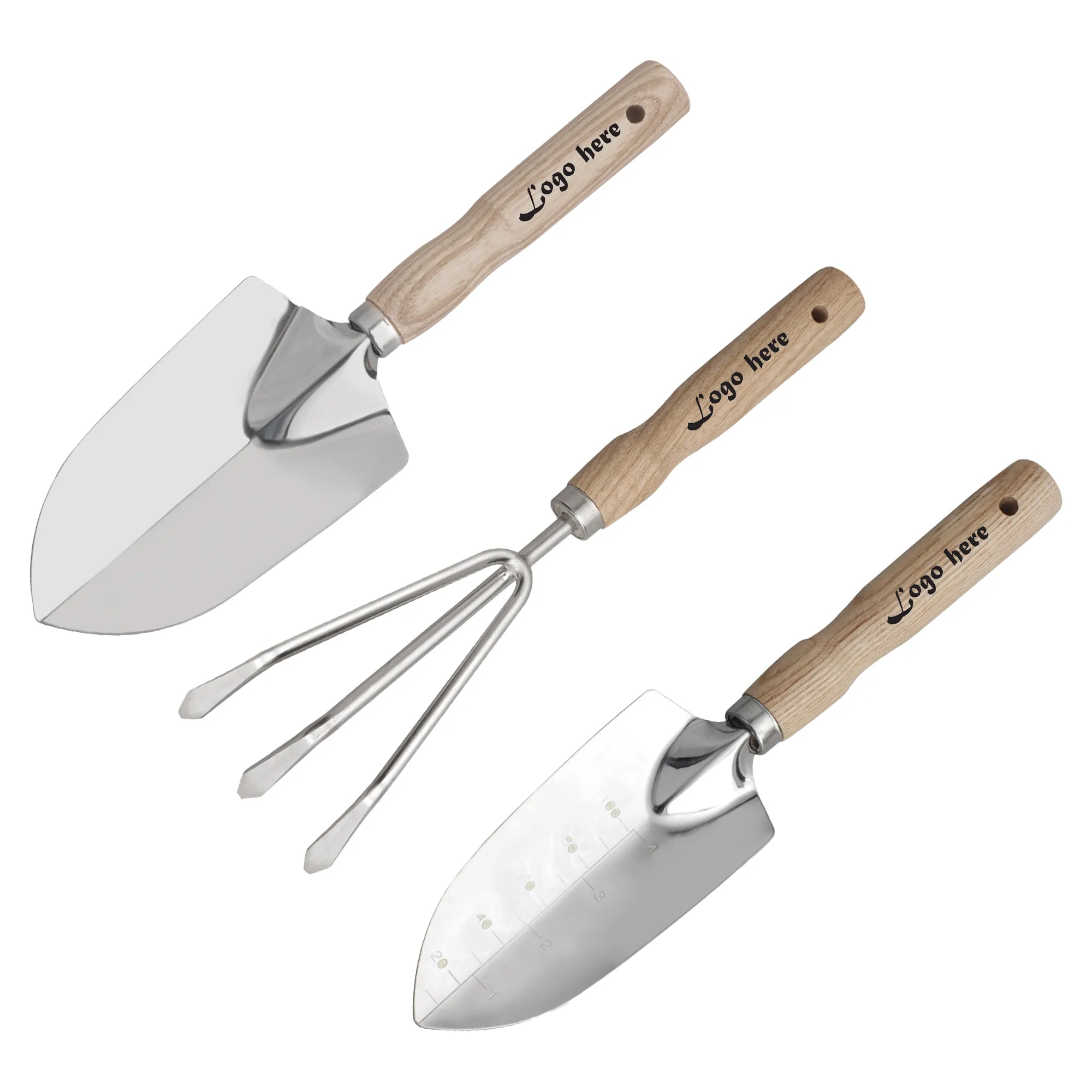 3pcs Stainless Steel Garden Tool Set w/Wood Handle 4