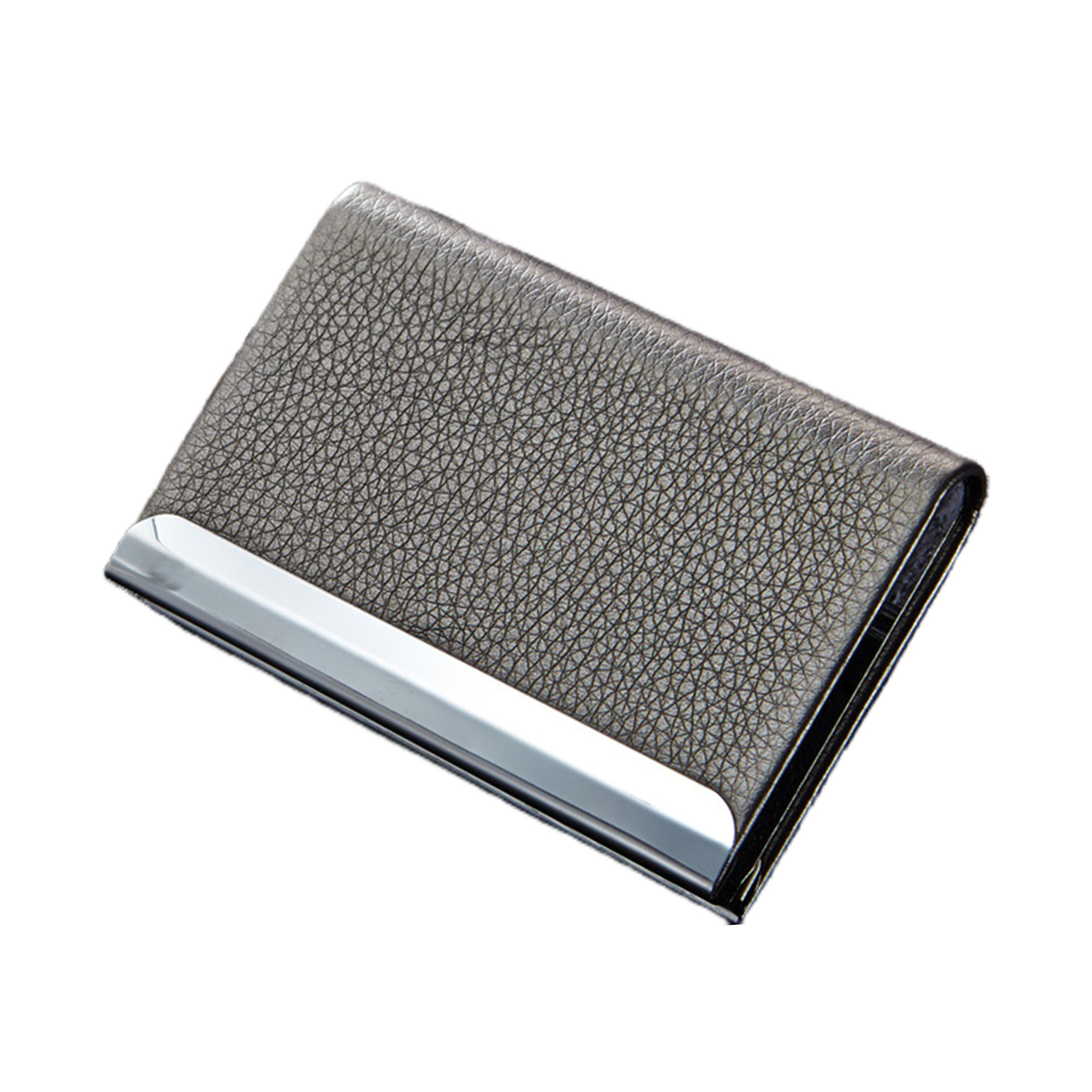 PU Leather Metal Insert Thick Large Capacity Business Card Holder 3