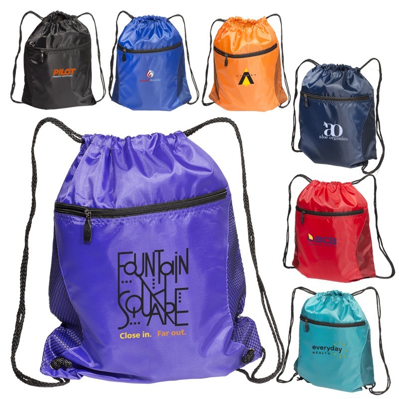 Sports Drawstring Backpack With Zipper Pocket 4