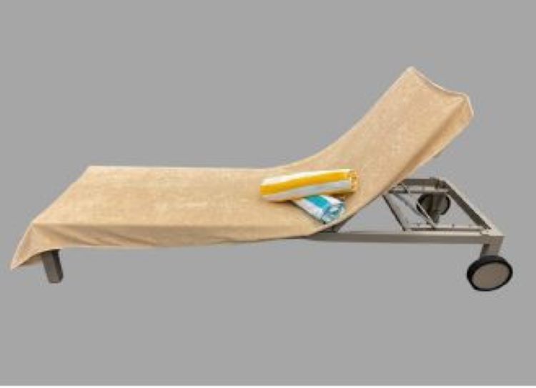 Beige Lounge Chair Cover w/Fitted Hood (90"x34") 1