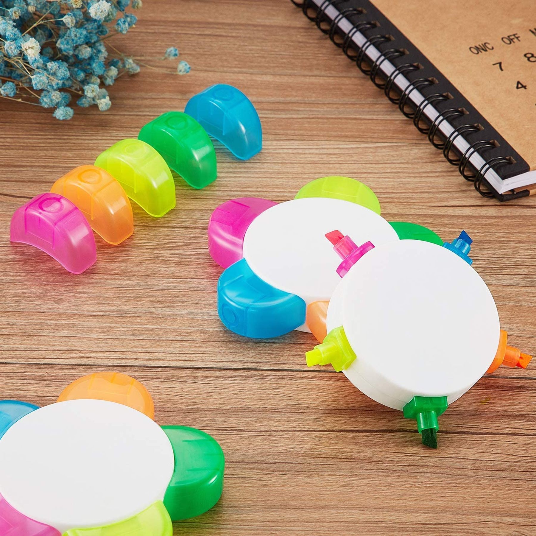 5-In-1 Fluorescent Pens Flower Shape Highlighter Pens 2