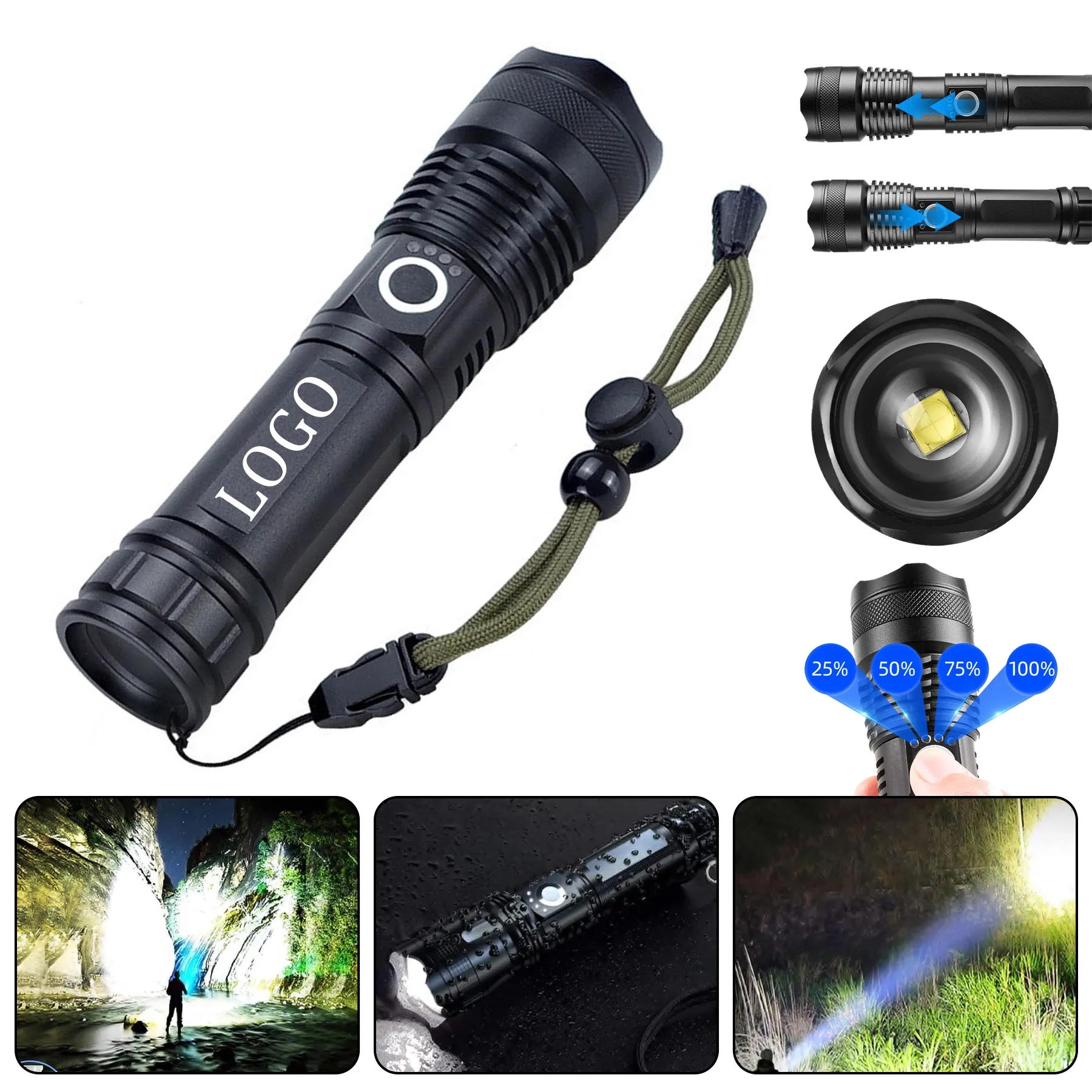 100000 High Lumens Usb Rechargeable Flashlights 2