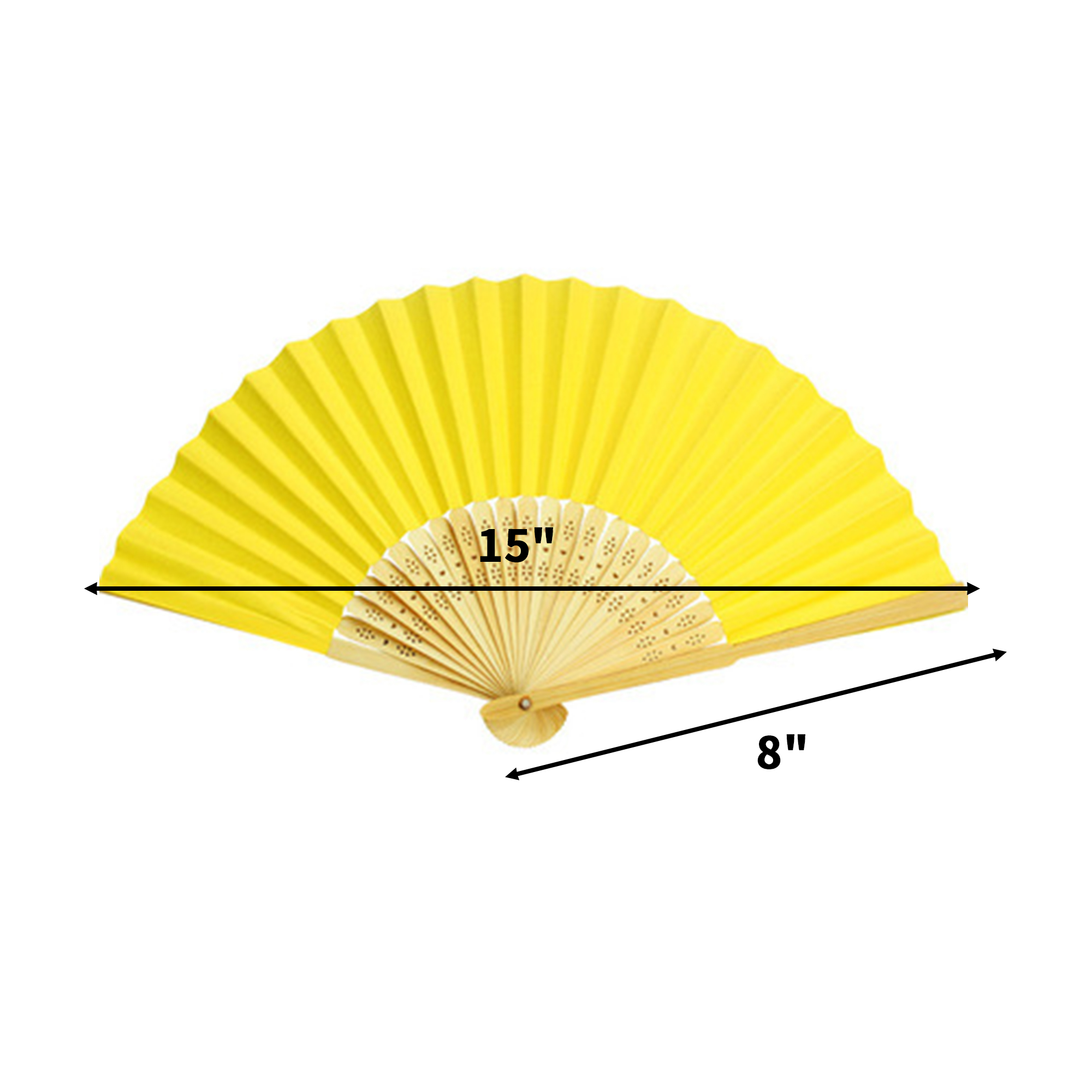 Bamboo Silk Folding Hand Fan 15" x 8" Full Color Surface 15