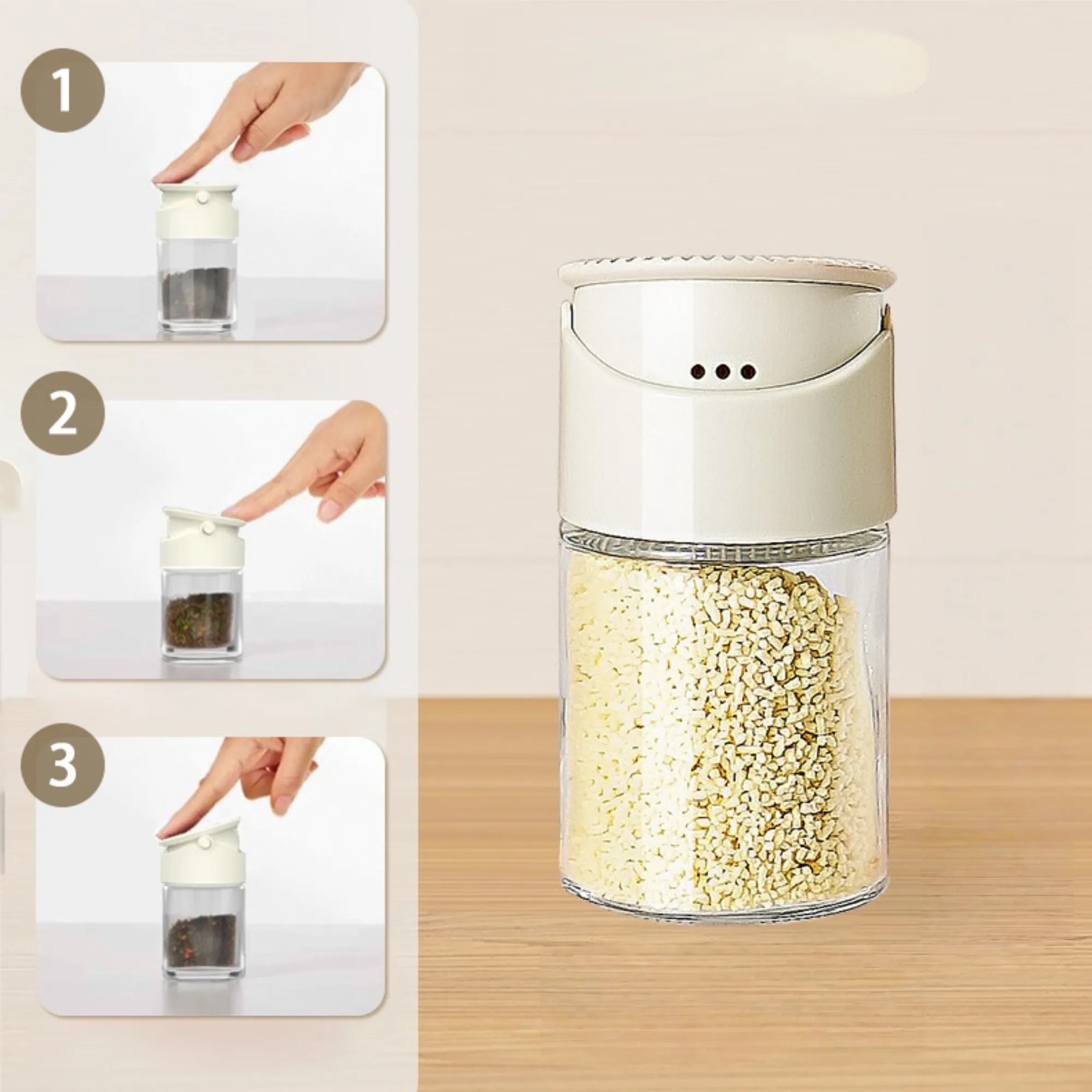 2 Spout Glass Condiment Dispenser Pepper Seasoning Shaker 2