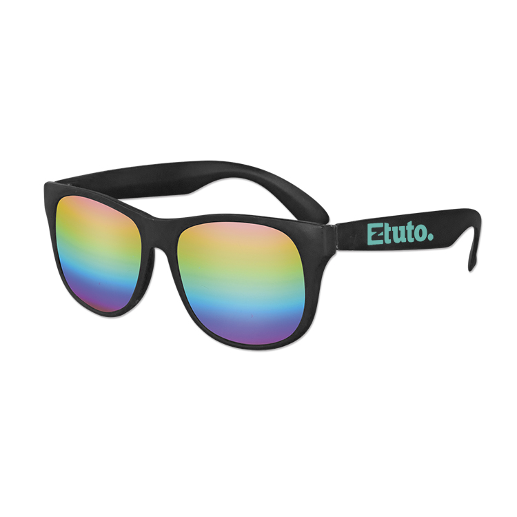 Classic Black Frame Mirror Lens Sunglasses 6