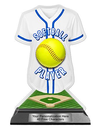 Jersey Acrylic Trophy: 6" Jersey Shape (Softball), 2