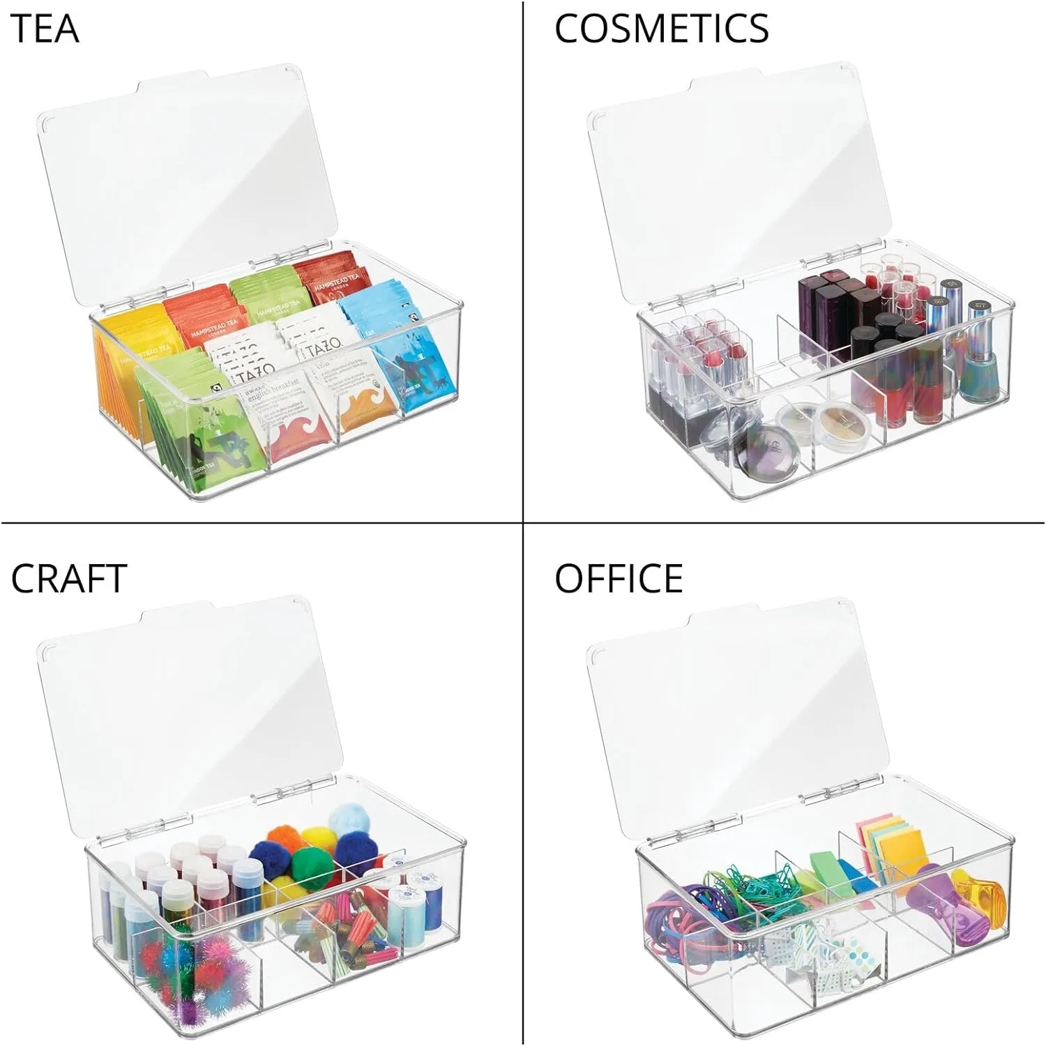 Plastic Tea Bag Divided Storage Organizer Container Box 4