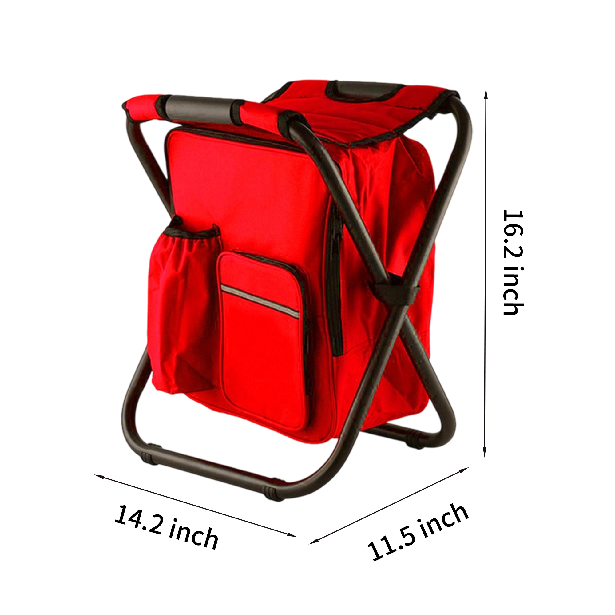 Foldable Backpack Chair With Insulated Cooler 14.2" Length x 11.5" Width x 16.2" Height 9