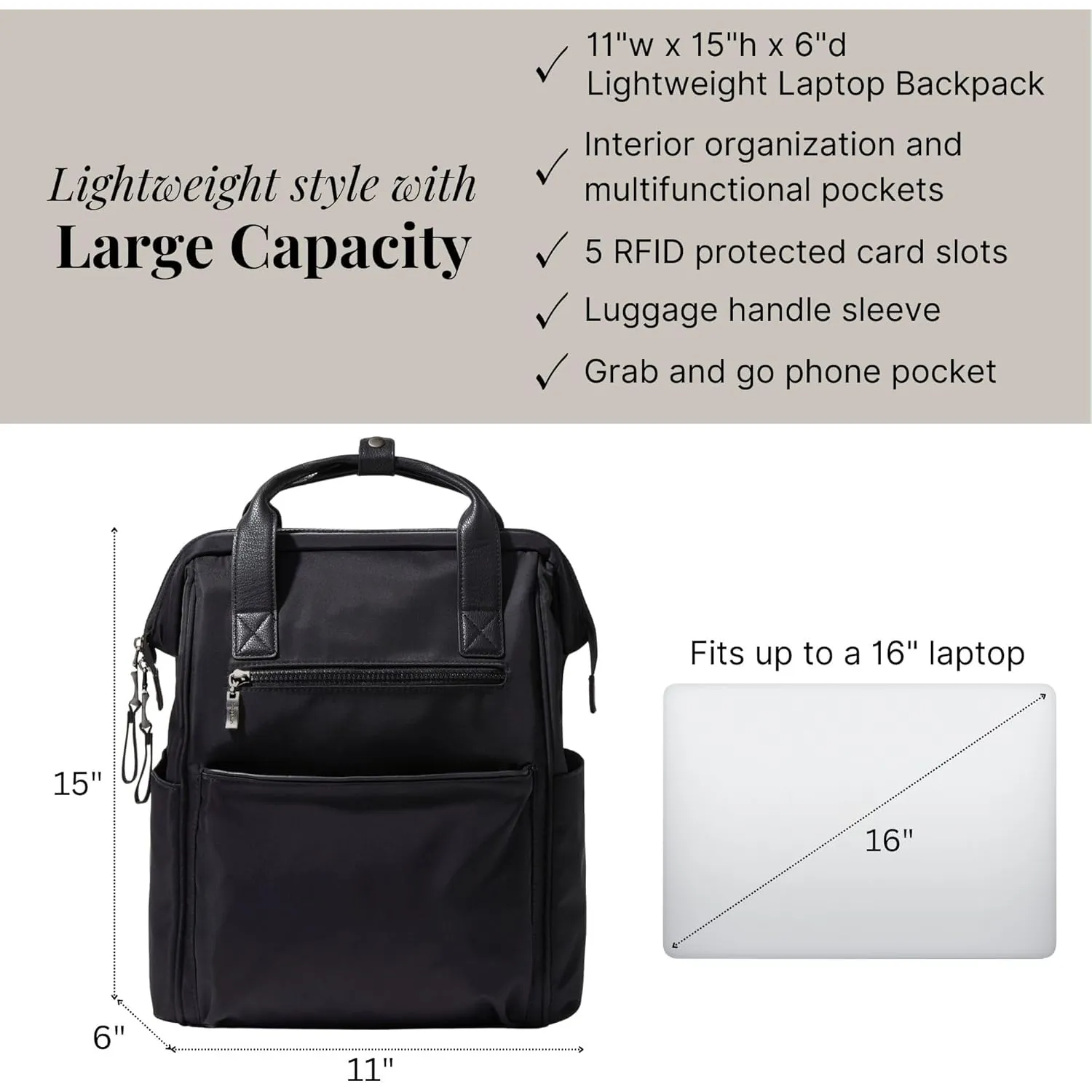 Large Capacity Polyester Laptop Backpack 5