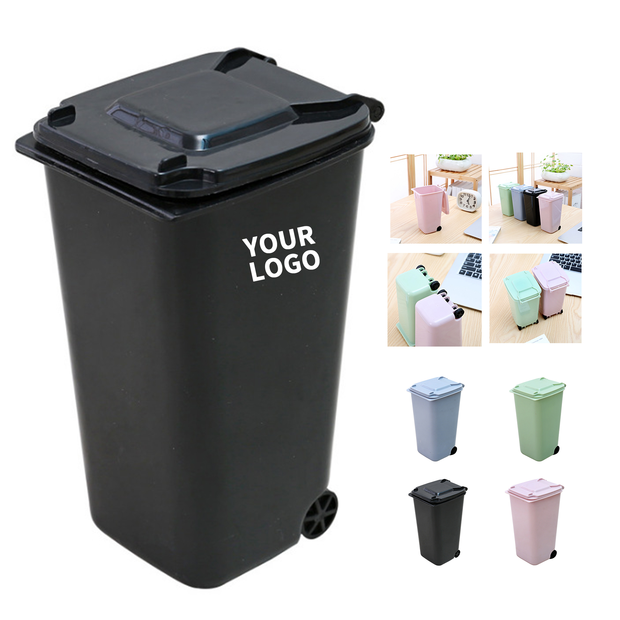 Mini Desktop Trash Bin Organizer 3.93" Length x 3.14" Width x 6.1" Height 1