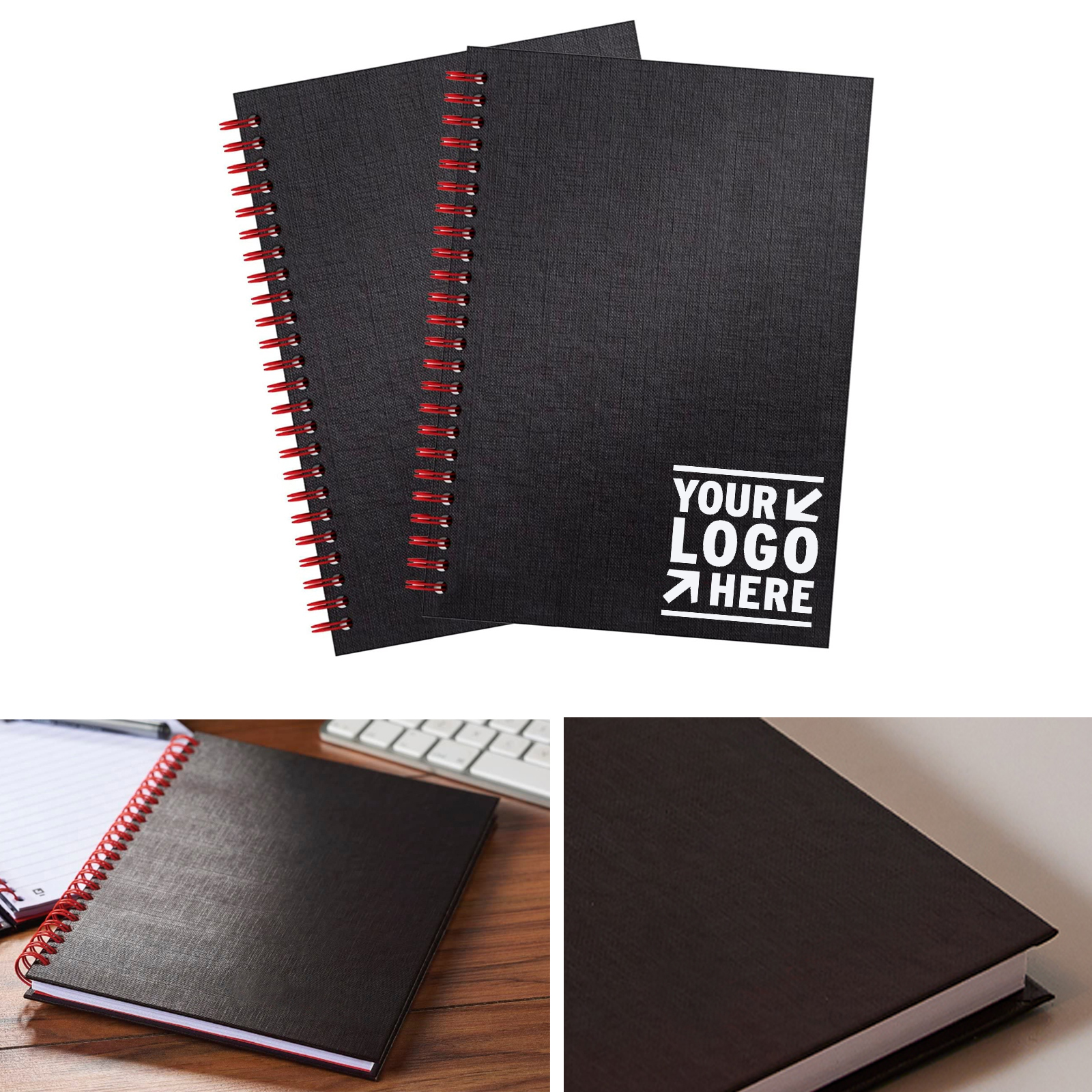 8 1/4" x 5 1/4" 70 Sheets Hardcover Twin Wire Notebook