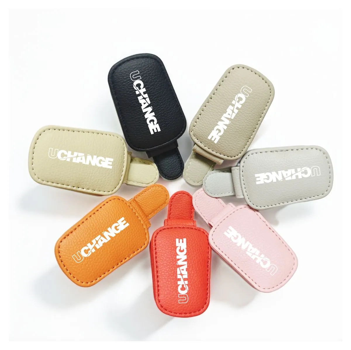 PU Leather Car Visor Eyeglass Clip Holder 1