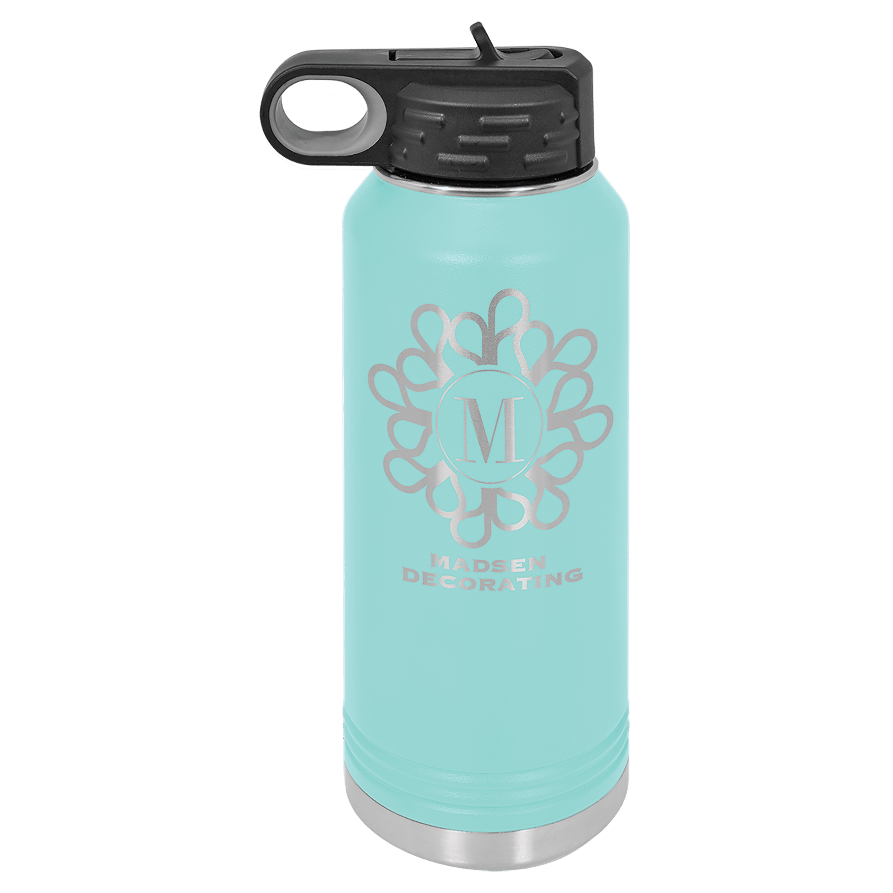 32 oz. Teal Powder Coated Laser Engraved Polar Camel Water Bottles 1