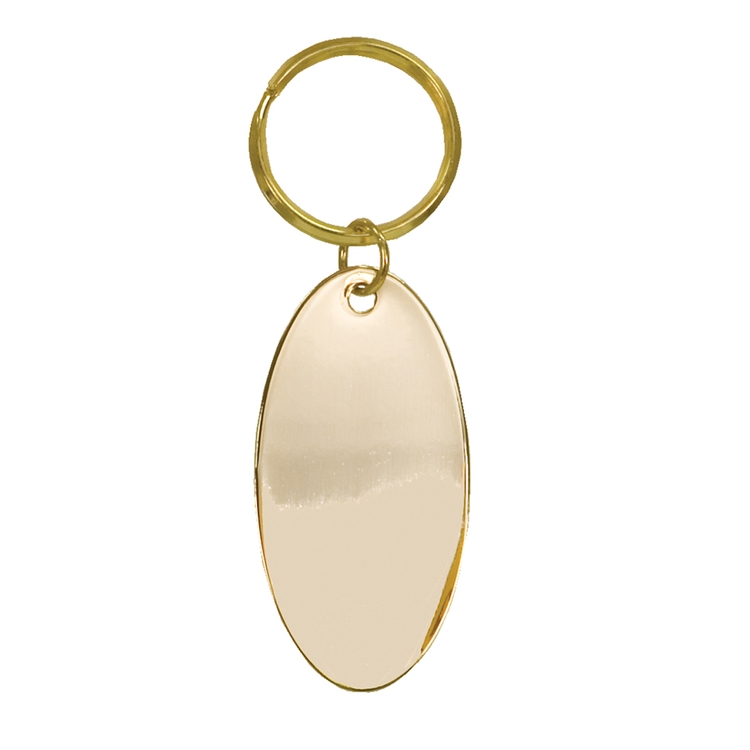 Gold Plated Brass Oval Keyring (1.25" x 2.25") 2