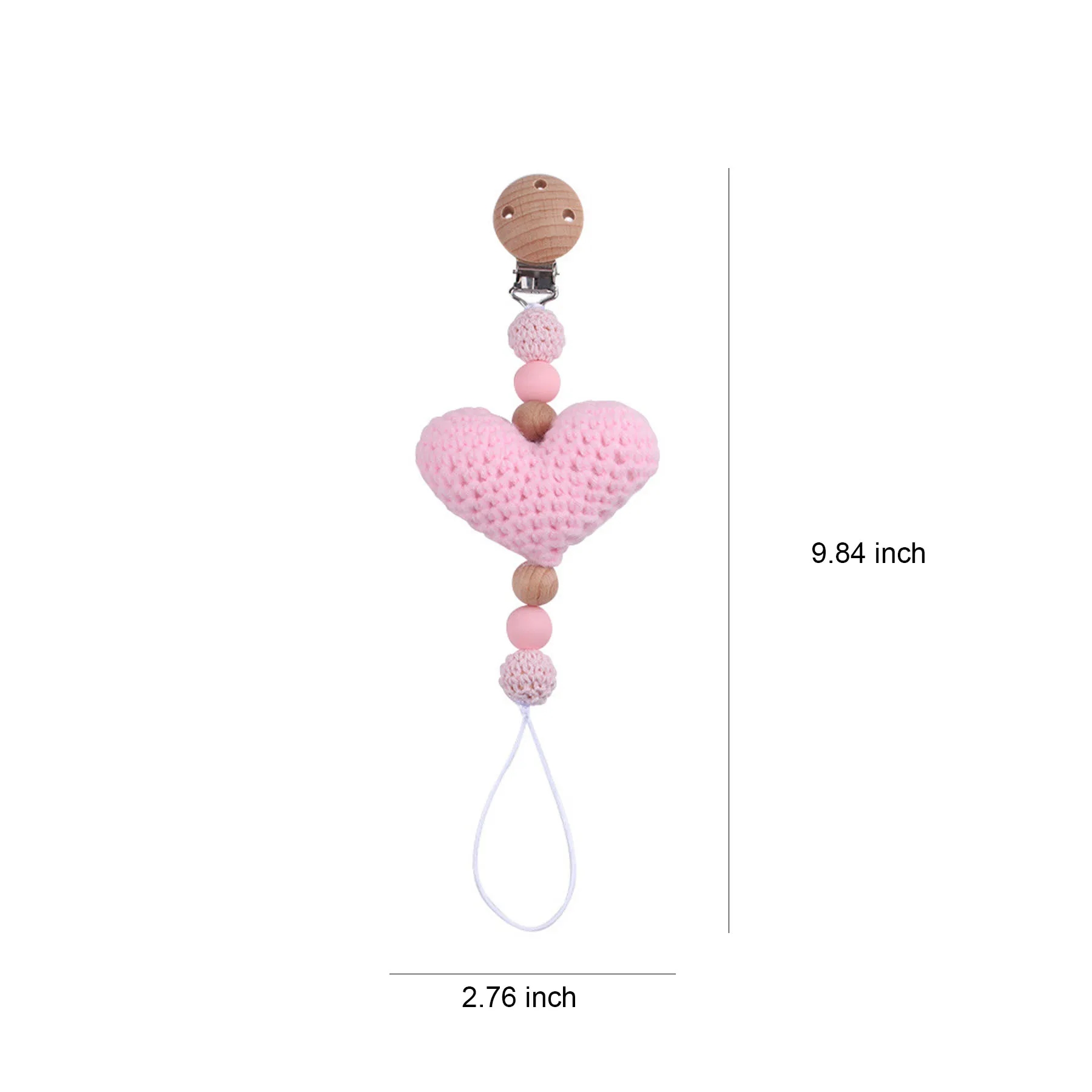 Knitted Heart Pacifier Chain 10