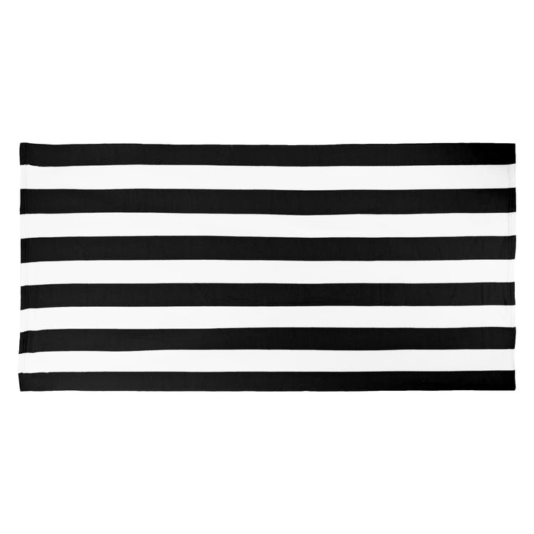 Cabana Stripe Microfiber Beach Towels - Black 30' x 60" 2