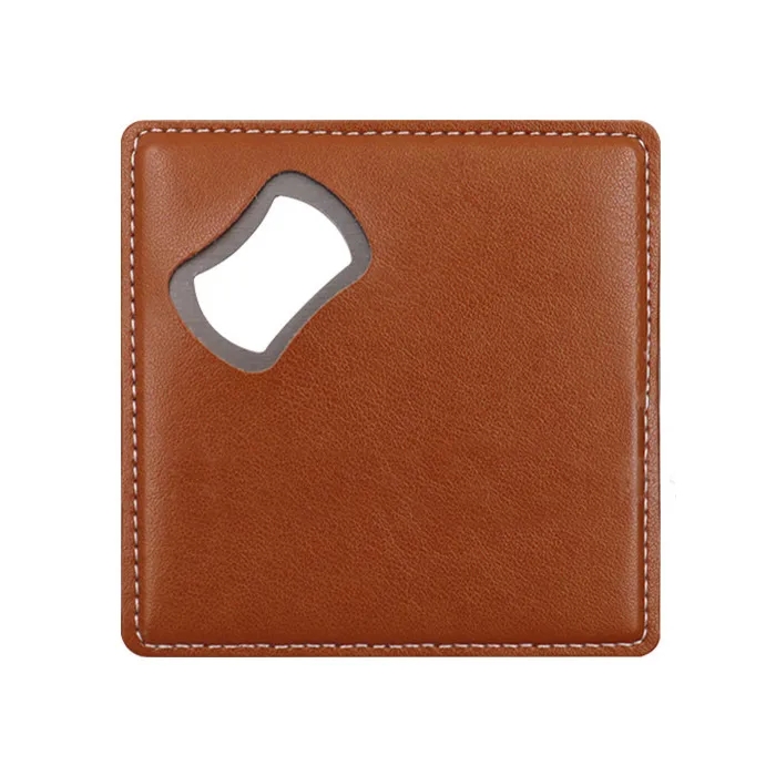 Square Leather Coaster Bottle Opener 6