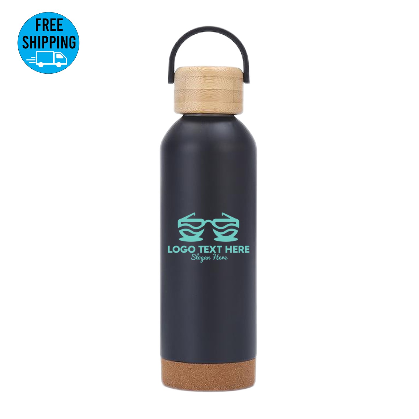 16oz Vacuum insulated bottle with bamboo carry lid and cork base 3