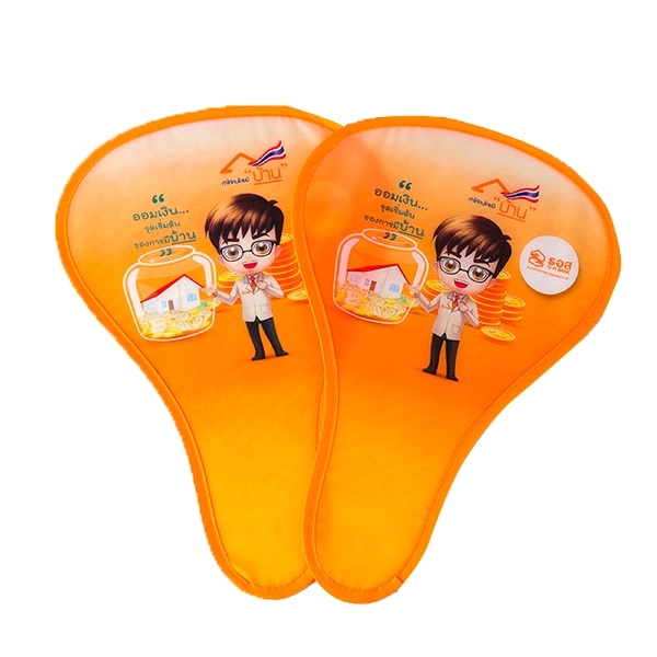 Full color T- shaped foldable fans with pouch 3