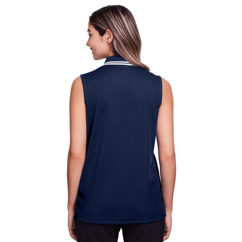 Devon & Jones Ladies' CrownLux Performance™ Plaited Tipped Sleeveless Polo 16