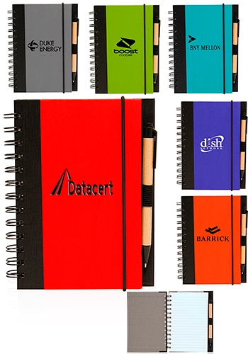 Eco Friendly Spiral Notebook with Pen - 5" W x 7" H 16