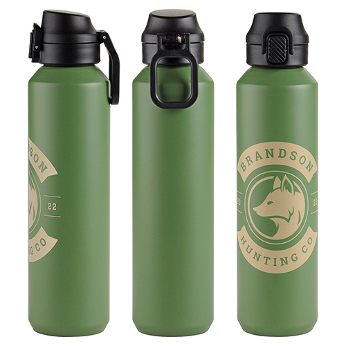 Nexus 27 oz Recycled Aluminum Bottle with Flip-Top Lid and Carabiner 107