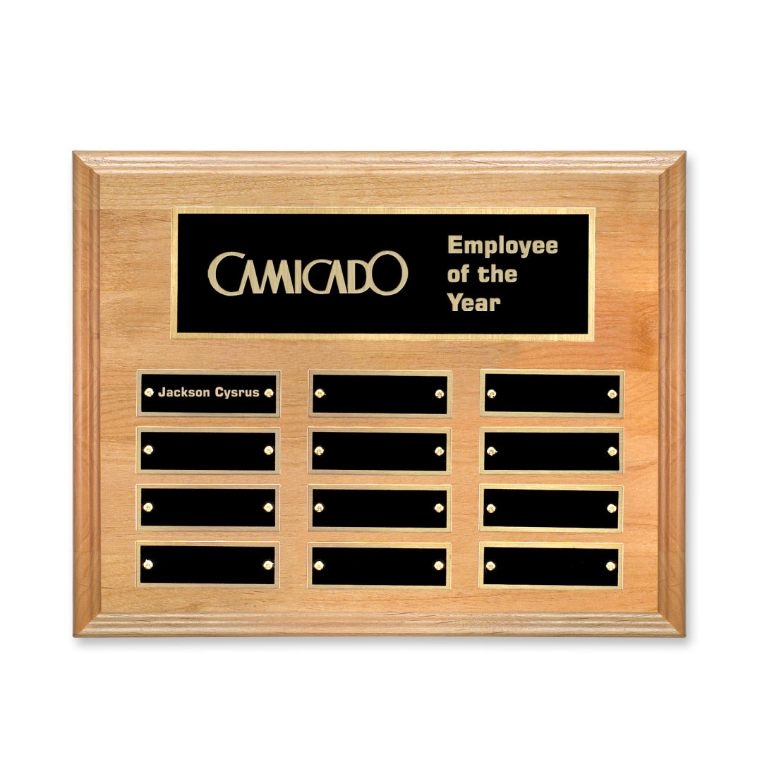 Erindate (Horiz) Perpetual Plaque - Red Alder/Gold 2
