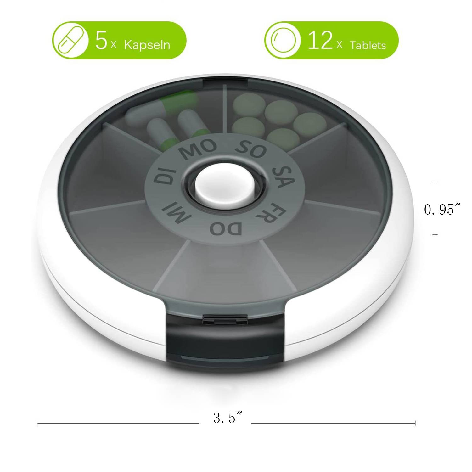 7-Day Round Push-Button Weekly Pill Organizer 3