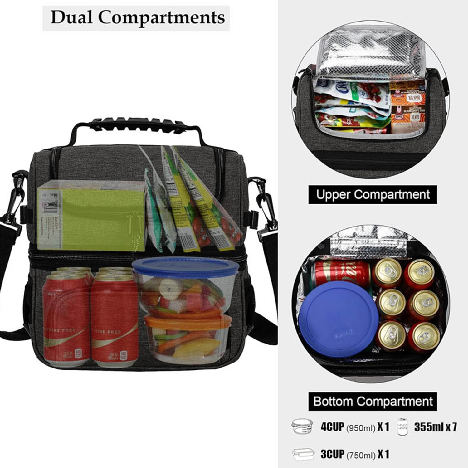 8L Double Deck Oxford Insulated Lunch Bag 5