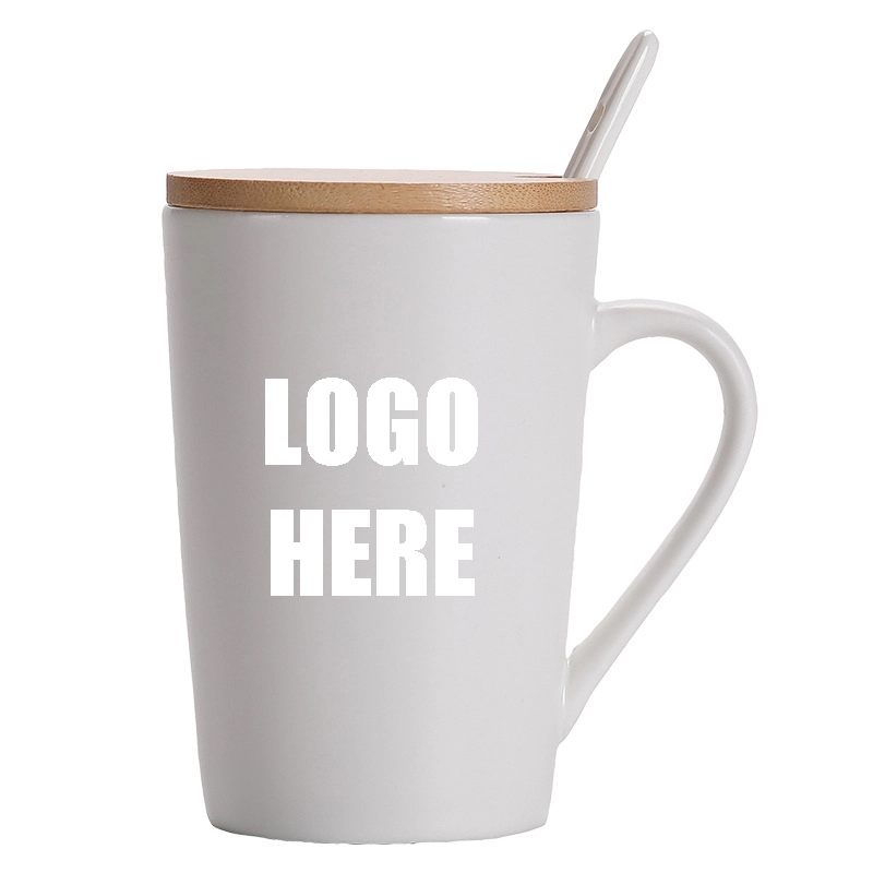 Custom Ceramic Coffee Mug With Bamboo Lid And Spoon 2