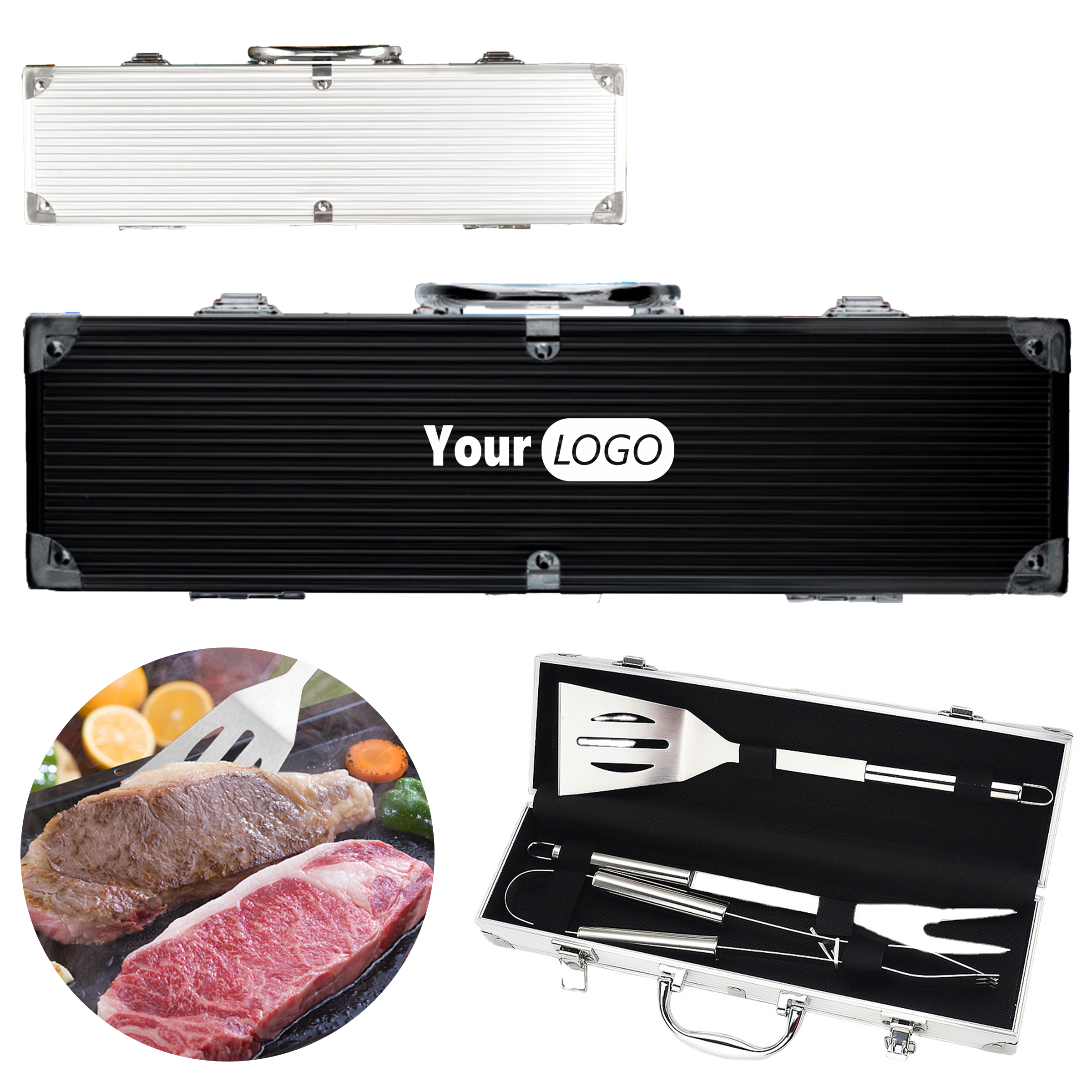 Stainless Steel 4-Piece Portable Barbecue Set 4