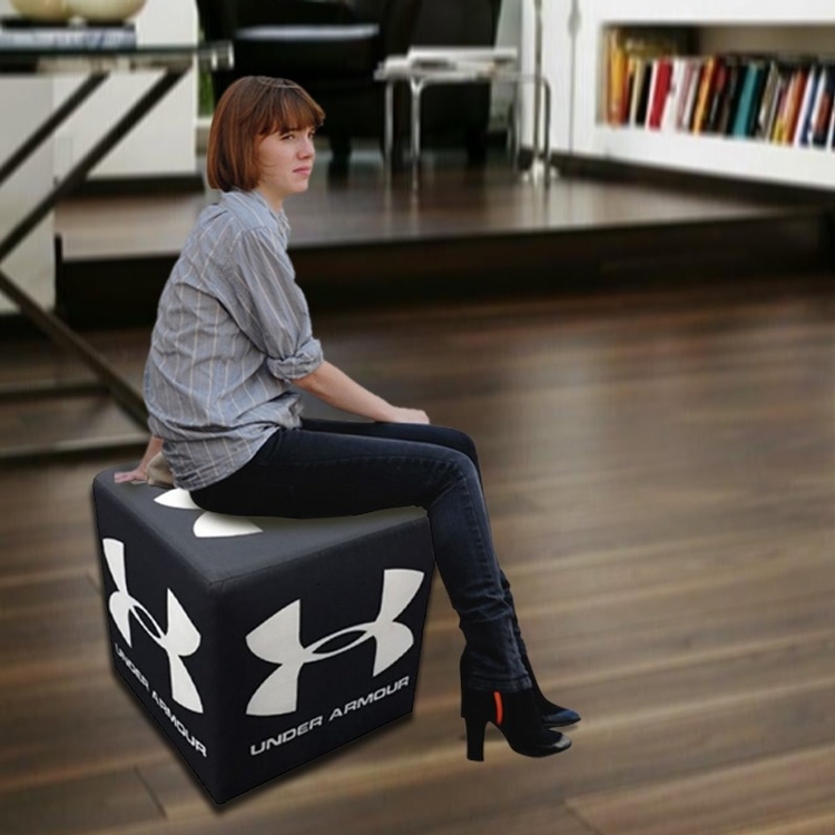 Wooden Ottoman with Custom Print - 16.5" 3
