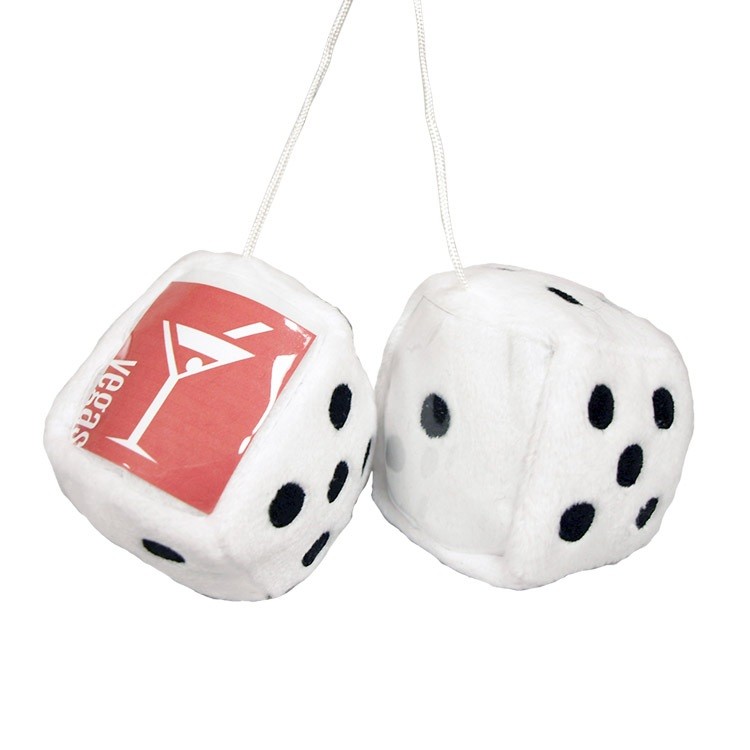 1.5" Dice-White Fuzzy 1