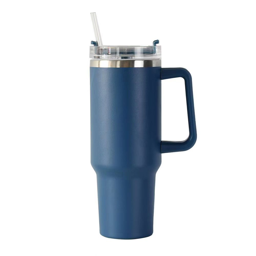 40 oz Vacuum Stainless Steel Tumbler W/ Handle & Straw 18