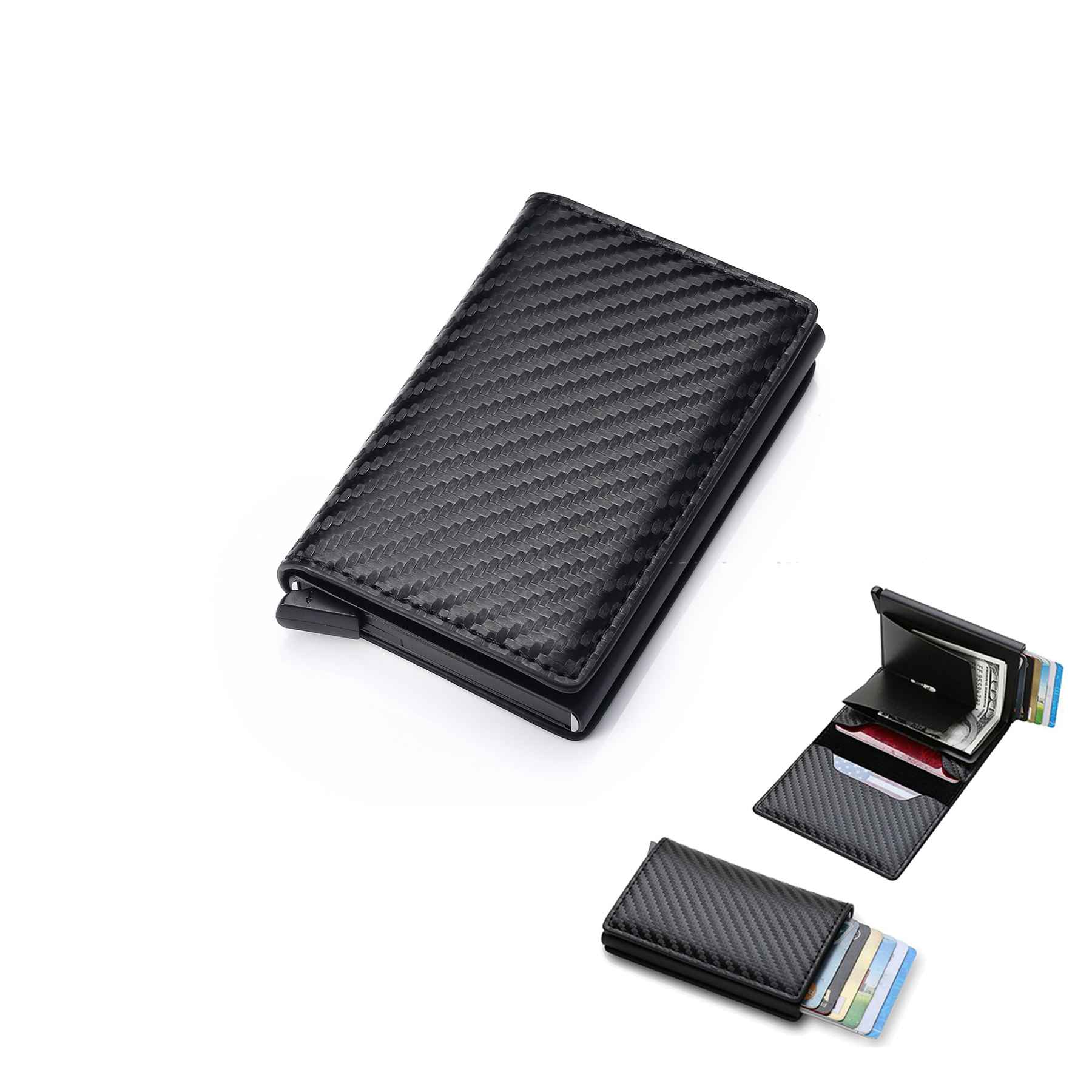 RFID Blocking Leather Pop-up Card Holder with ID Window 5