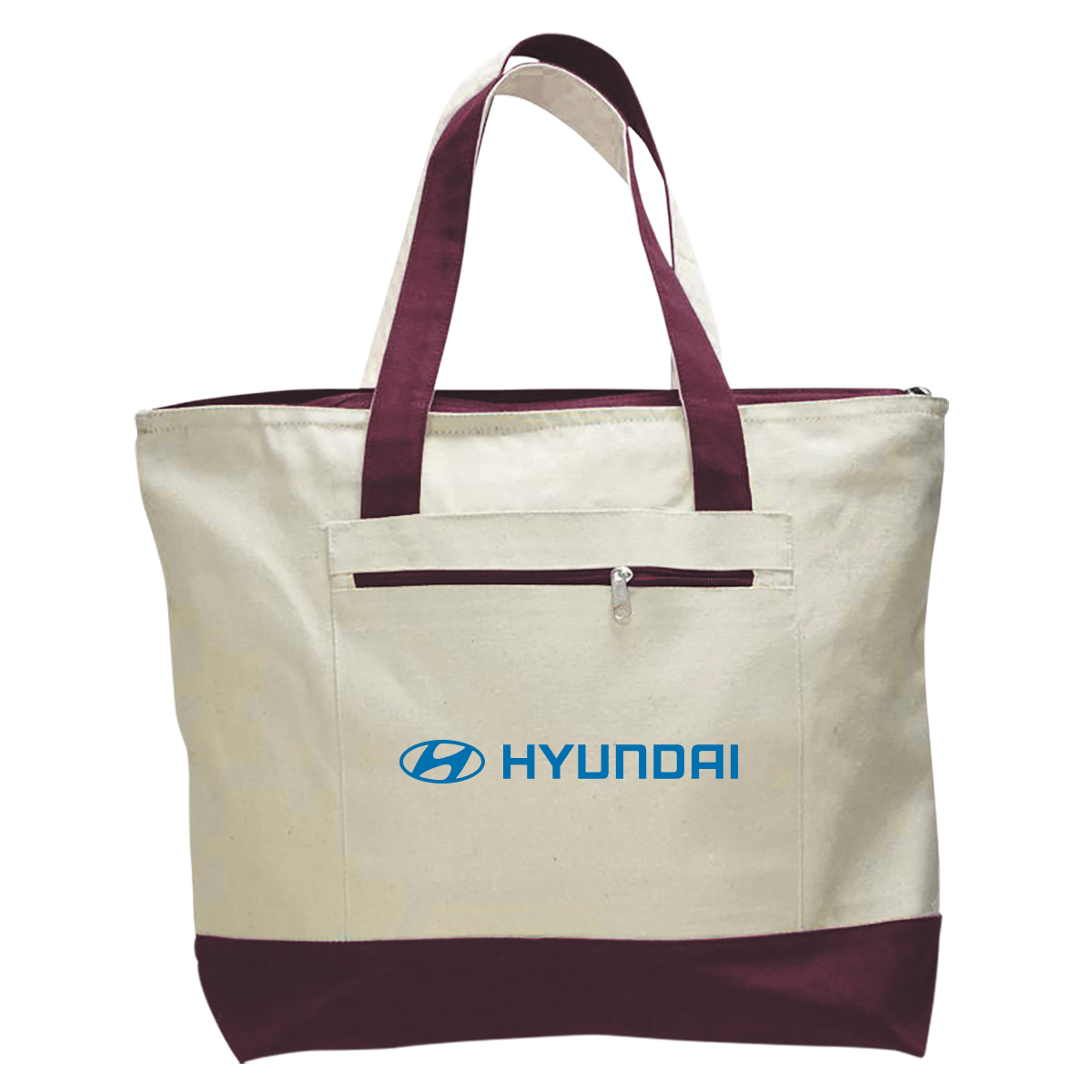 DailyMate Heavy Canvas Zipper Tote Bag with Color Handles, custom tote bag with logo imprint 13
