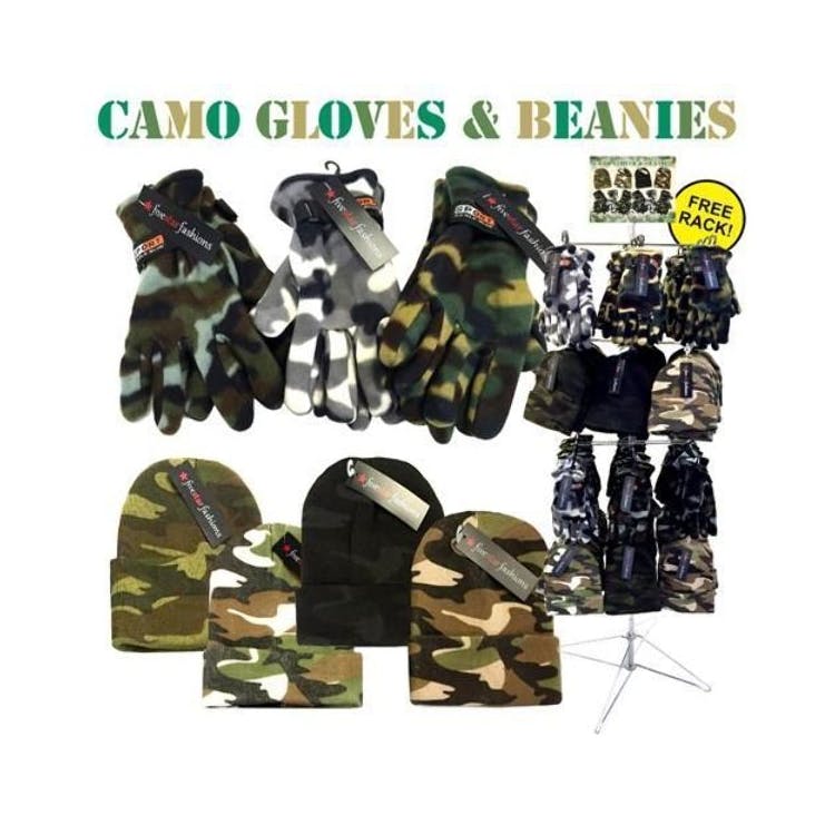 Camouflage Winter Apparel - Gloves & Hats Display included 2