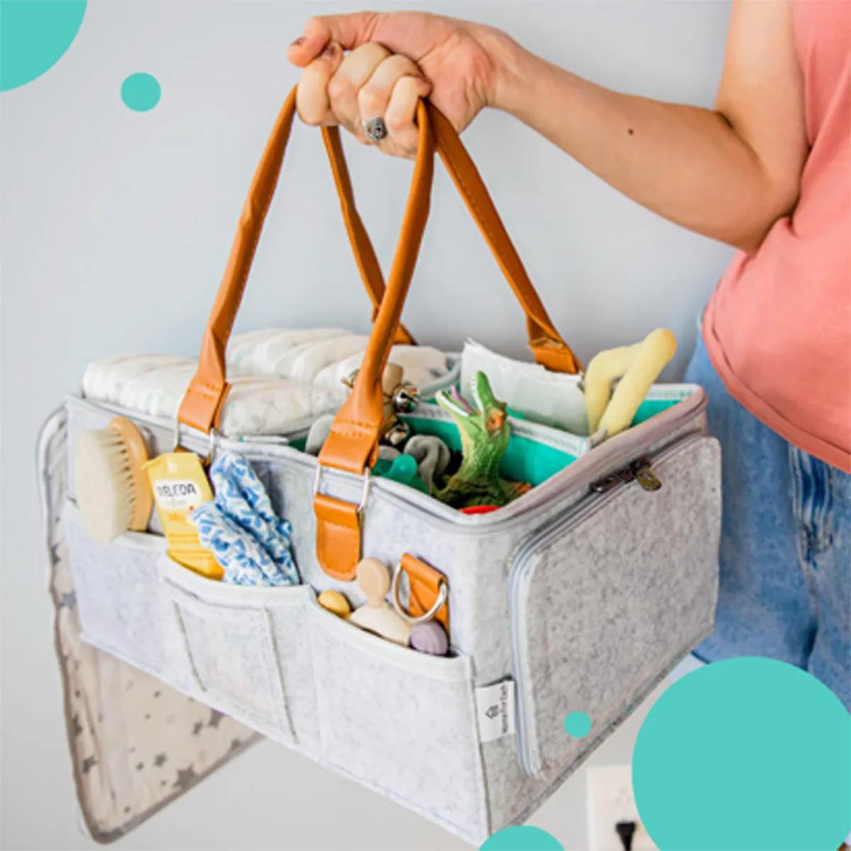 Multiple Compartments Waterproof Baby Diaper Caddy Organizer 5