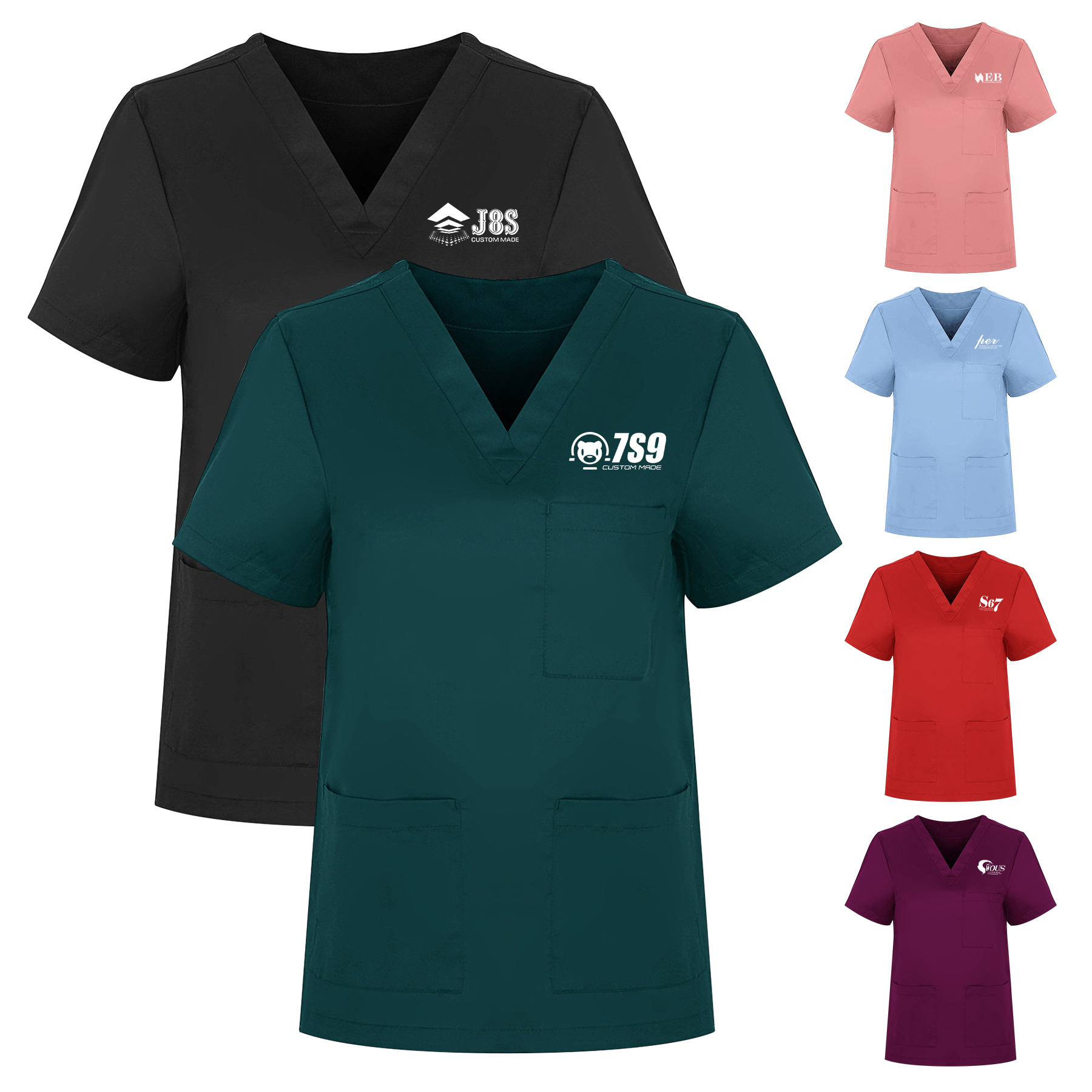 Unisex V-Neck Scrub Top 2