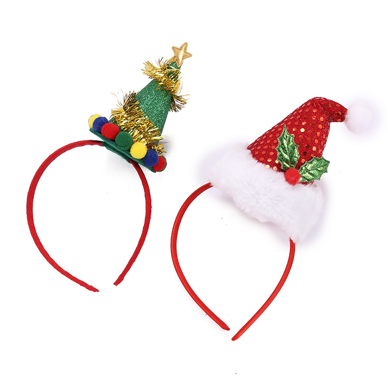 Wholesale Christmas Hair Accessories Red Party Fluffy Cute Christmas Headbands Hair Band 1