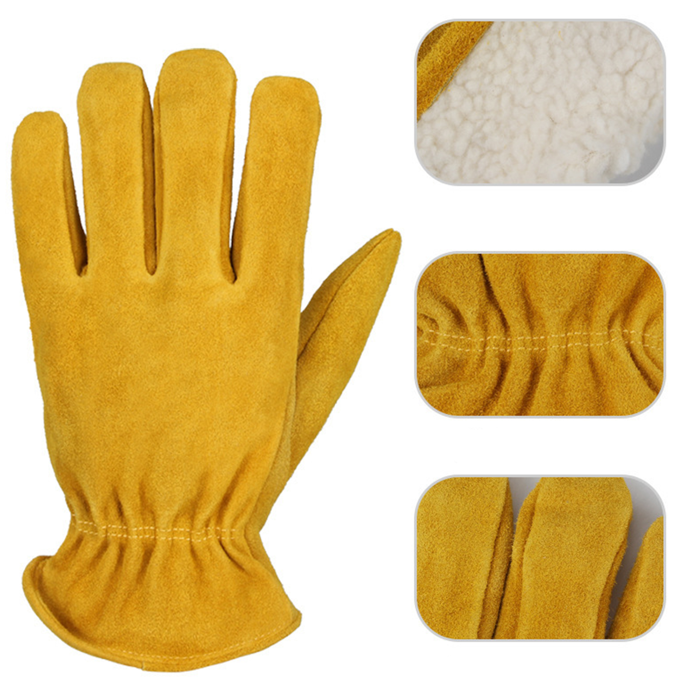 Cow Leather Velvet Wear-Resistant Gloves 2