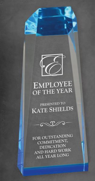 Acrylic Obelisk with Gold or Blue Accent 2