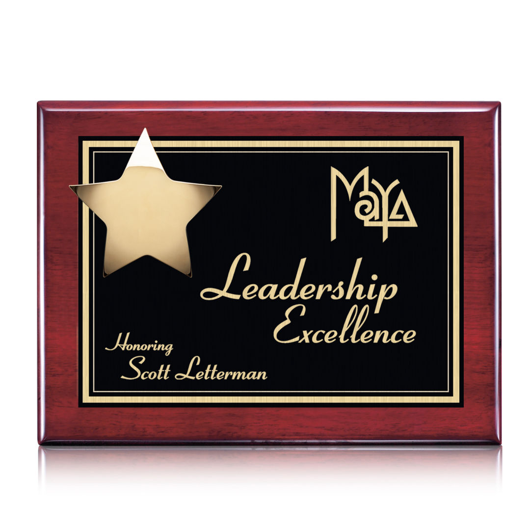 Hollister Plaque - Rosewood/Gold 12