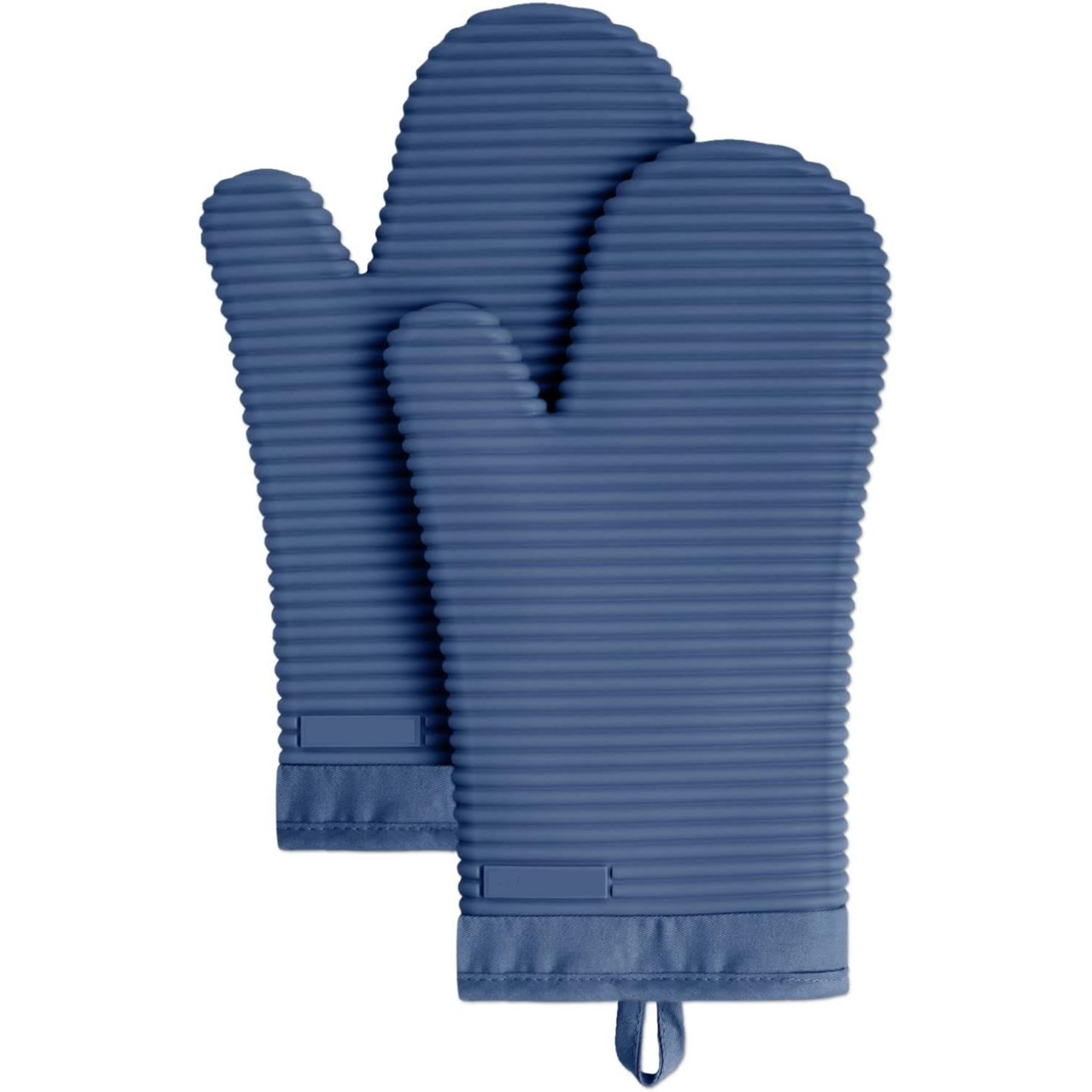 2 Pack Set Ribbed Soft Silicone Oven Mitts 10