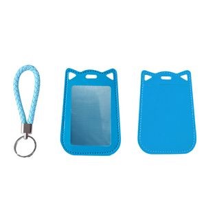 Cat Ear Shaped PU Leather Card Case With Keychain 3