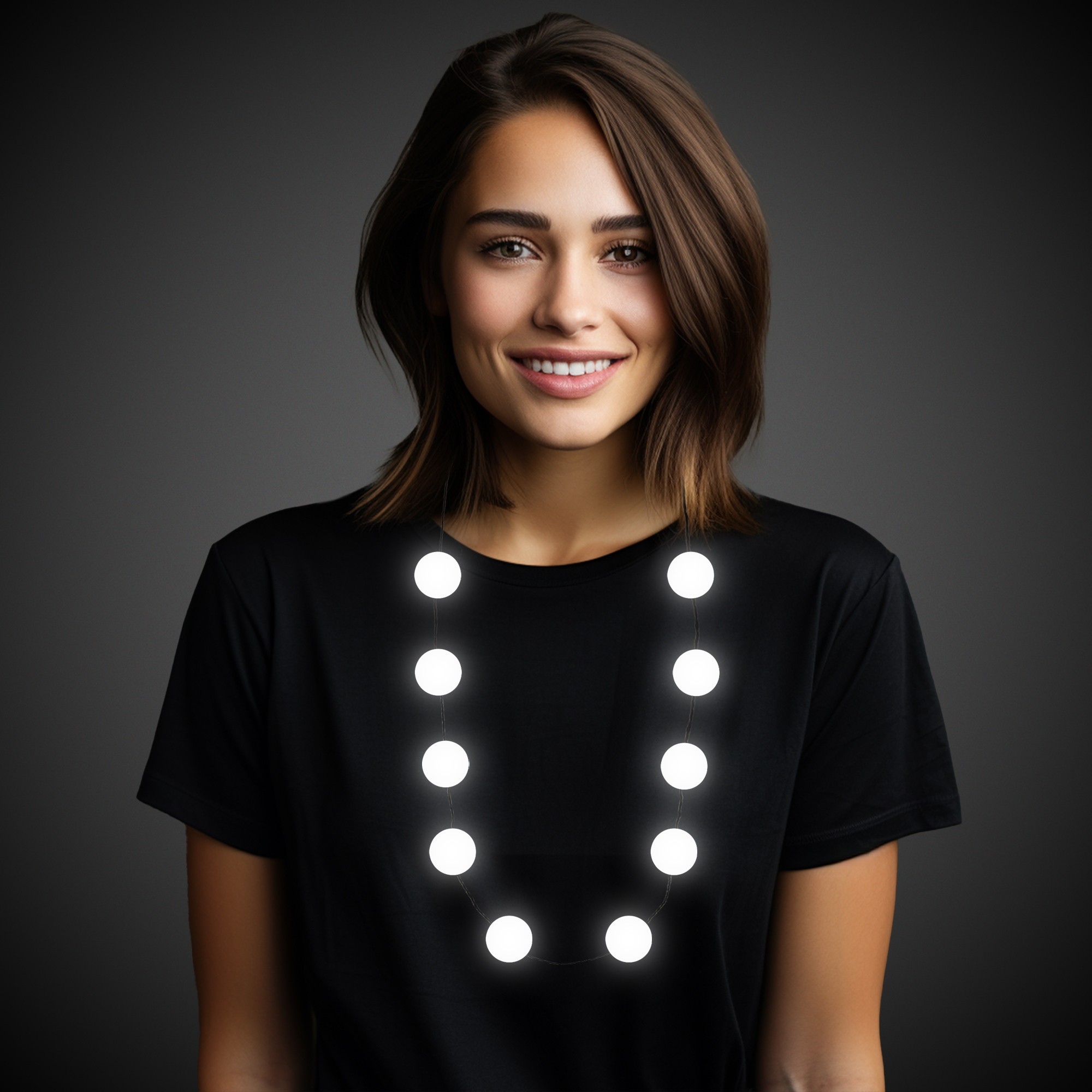 White Button Light Up Necklace 5