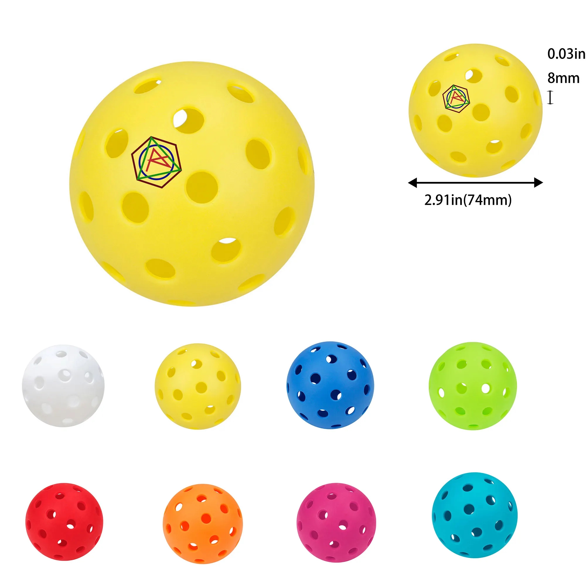 Full Color Logo Custom 40 Hole Outdoor Pickleball 3